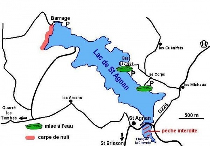 Carte de pêche du lac de Saint Agnan