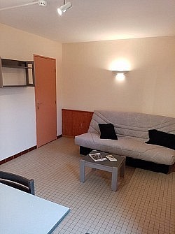 Pièce à vivre avec clic-clac gîte de 4 personnes