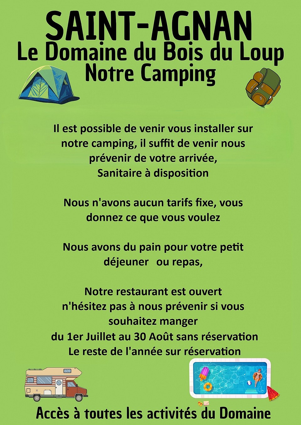 Tarifs camping